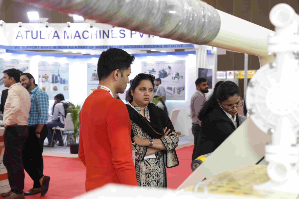 Packaging industry professionals attending Corru Pack Print India trade show