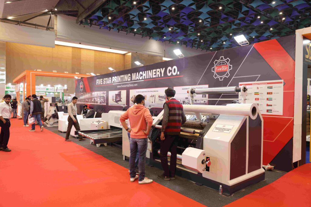 Visitors walking through Corru Pack Print India packaging exhibition hall