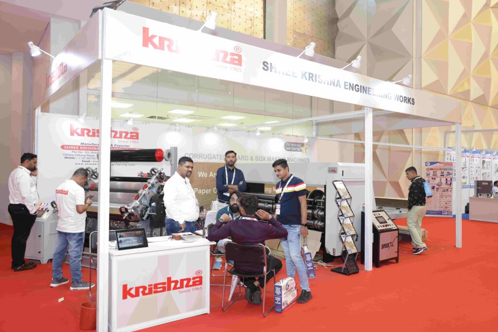 Visitors exploring packaging and printing technology at Corru Pack Print India exhibition