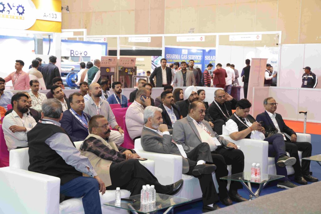 Industry professionals networking at Corru Pack Print India trade exhibition
