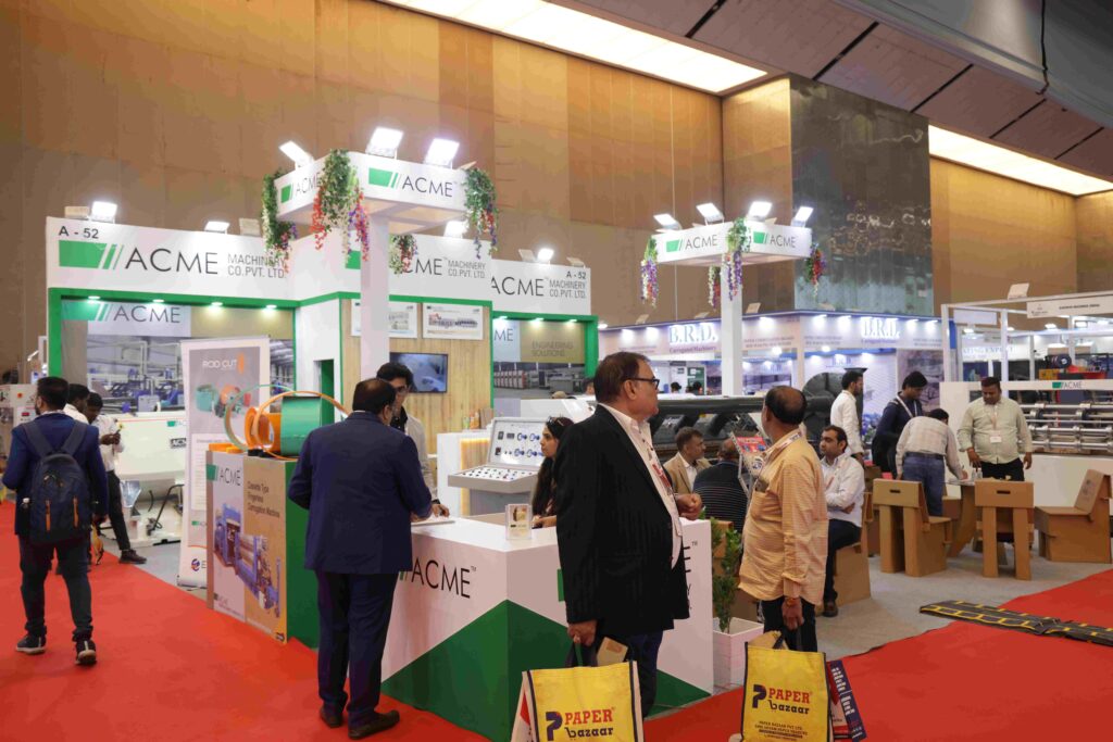 Packaging machinery display at Corru Pack Print India trade show